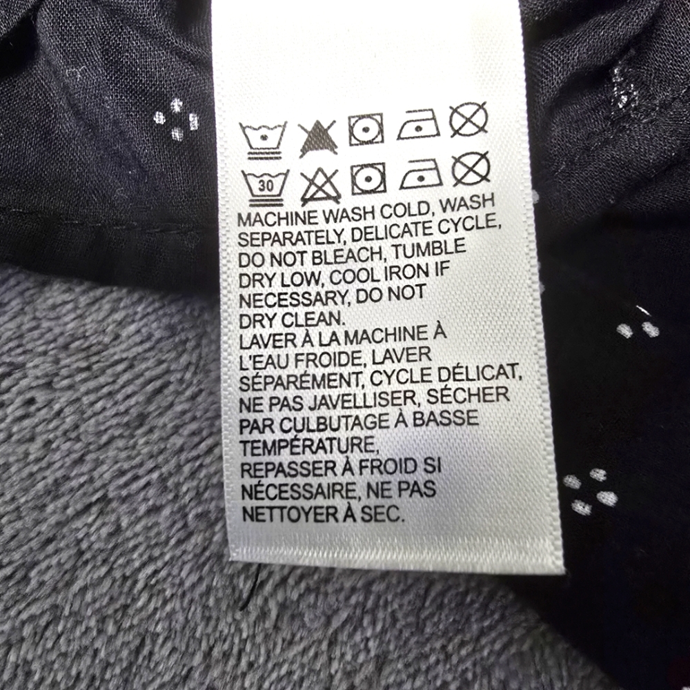 2/$30 Lucky Brand Black Cottagecore Boho Womens Blouse Size XS Polka Dot Cotton - Picture 9 of 10